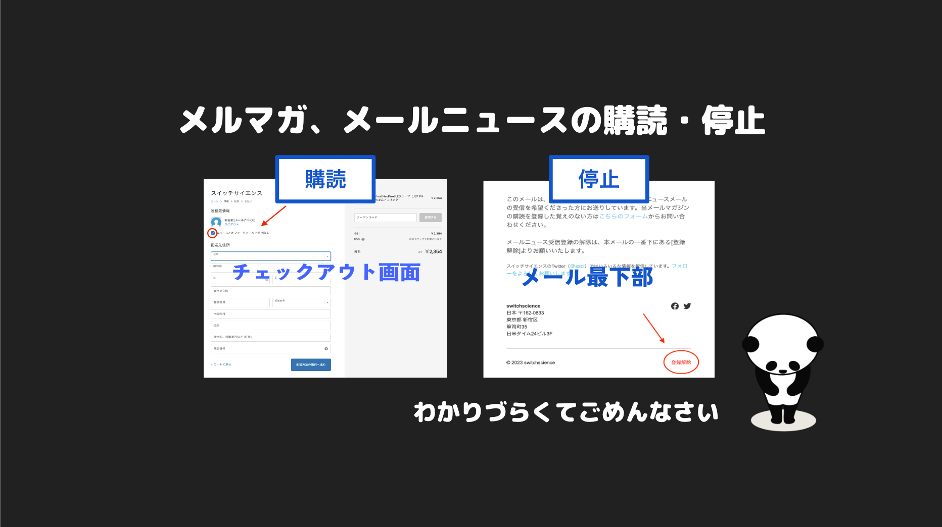 メルマガ、メールニュースの購読と、購読停止