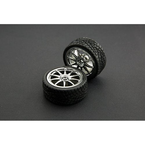 《お取り寄せ商品》D65mm Rubber Wheel Pair - Silver (Without Shaft)--販売終了