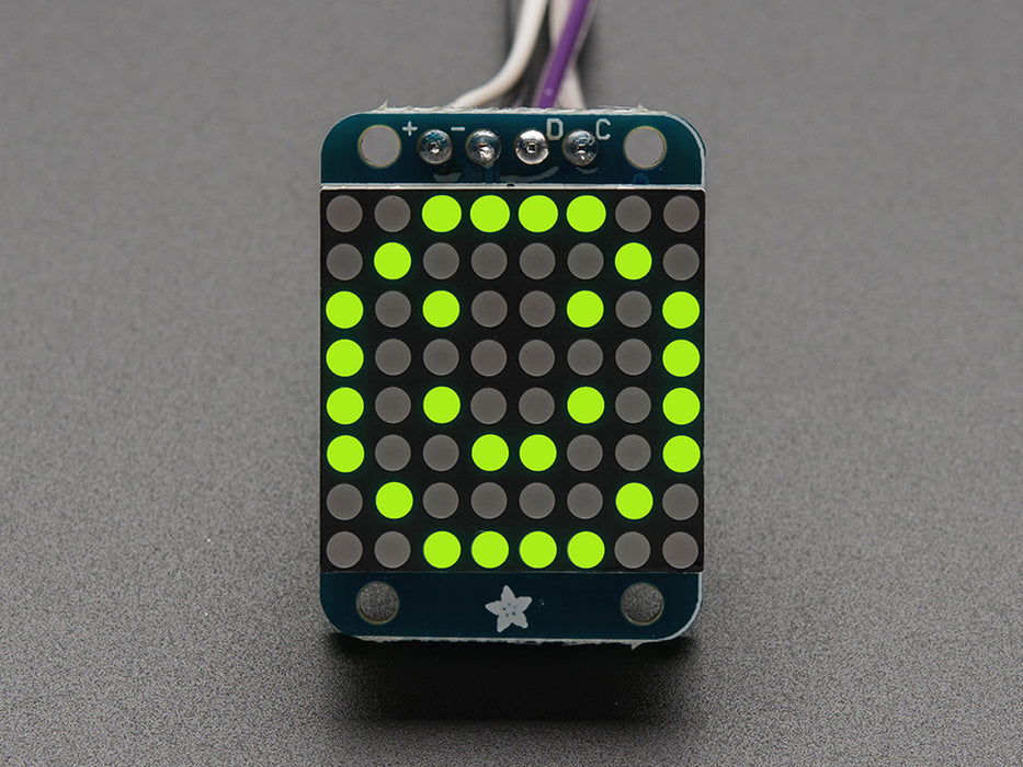 Adafruit I2C通信の8x8ミニLEDマトリックス基板（緑色）