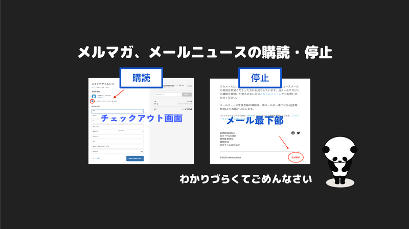 メルマガ、メールニュースの購読と、購読停止 — スイッチサイエンス