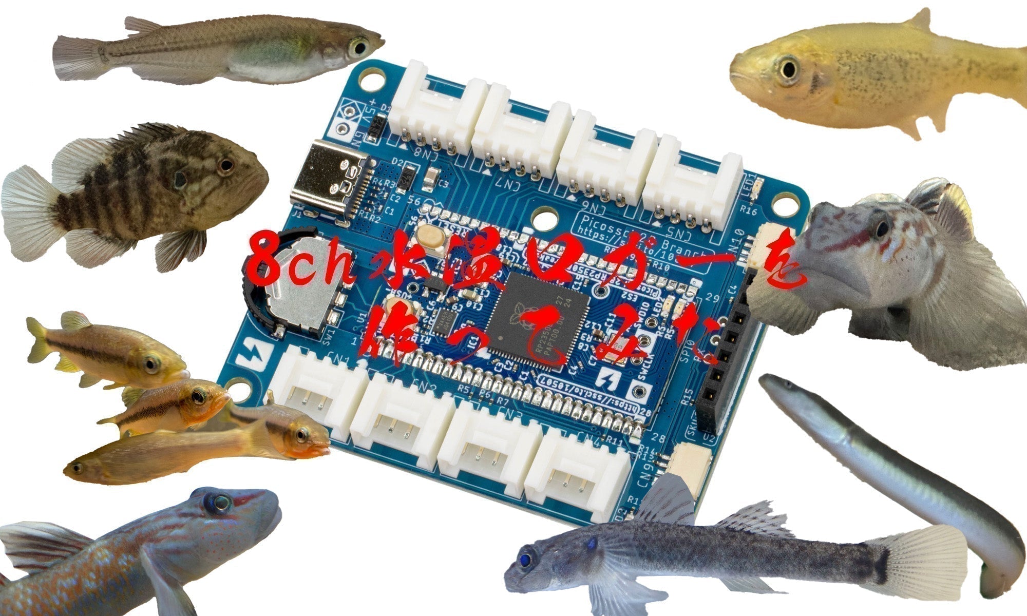 【新登場】「Picossci 2B Branch」を使って、8ch水温ロガーをはんだ付け無しで作ってみた
