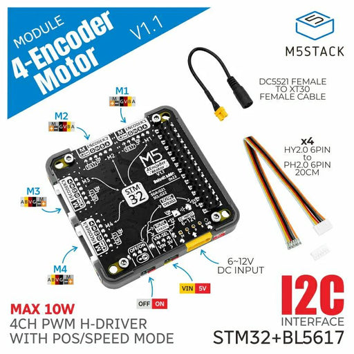 M5Stack用 4チャンネル エンコーダモータードライバモジュール M5Stack用 4チャンネル エンコーダモータードライバモジュール