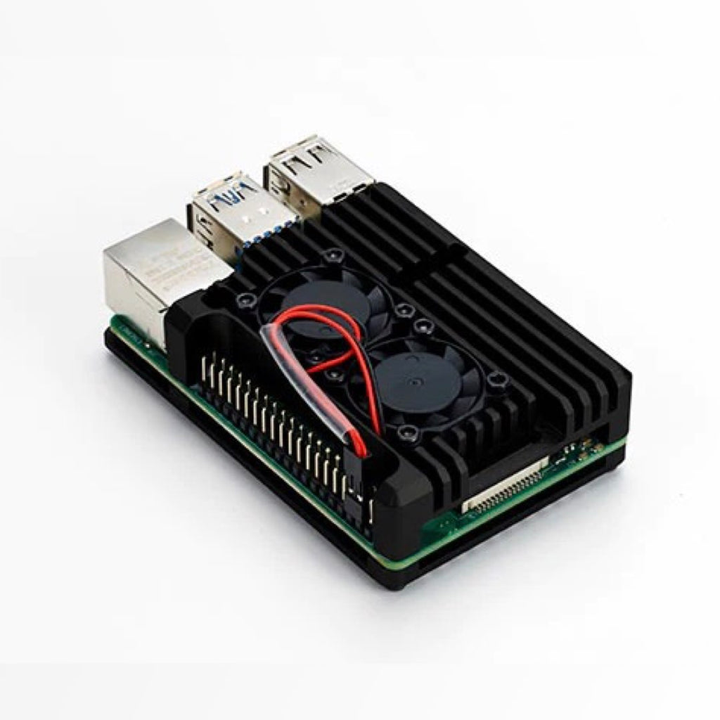 Raspberry Pi 4用 デュアルファン アルミケース (ブラック)--販売 Raspberry Pi 4用 デュアルファン アルミケース (ブラック)--販売