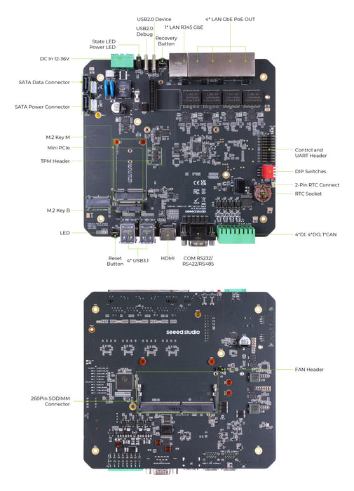 reServer Industrial J4012（Jetson Orin NX 16GB/M.2 NVMe 2280 SSD 128 GB内蔵、ACアダプタ抜き）