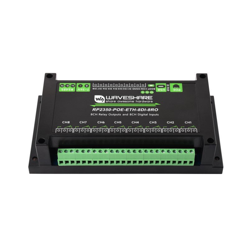 8ch絶縁入力リレーモジュール（RP2350搭載、Ethernet・RS-485対応）PoE