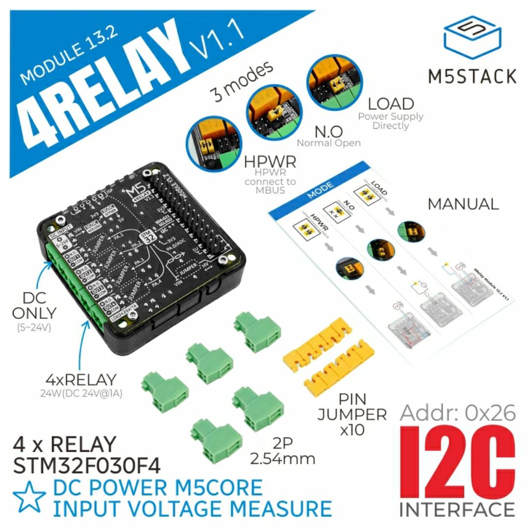 M5Stack用STM32搭載 4チャンネルリレーモジュール V1.1 - 13.2