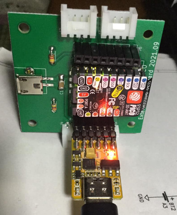 M5Stamp-Pico用拡張基板1(USB電源用)