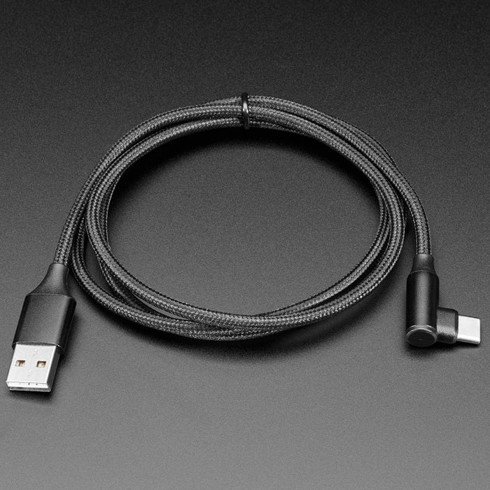 USB Type-A - L字 USB Type-C  ナイロンUSBケーブル 1m 黒
