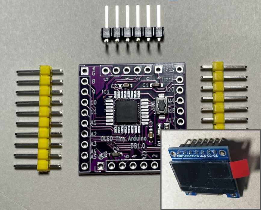 AVR64DB32 極小Arduino互換Board（OLED付き）（0.96”OLED 直結仕様）