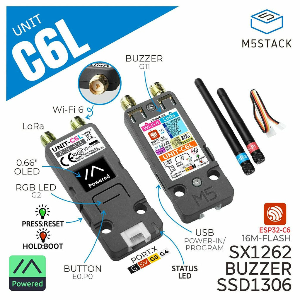 M5Stack C6L Meshtasticユニット（SX1262、ESP32-C6） — スイッチ