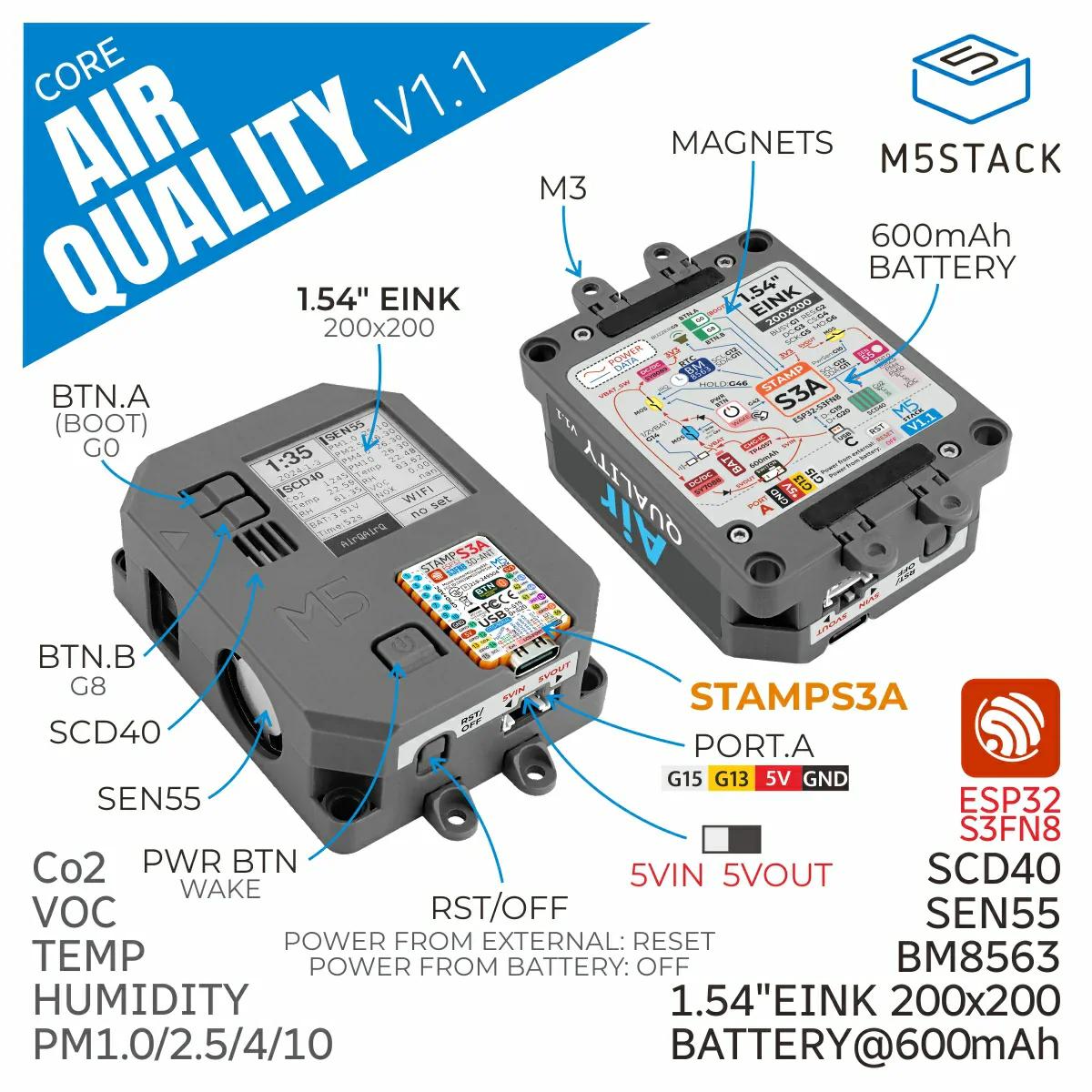 M5Stack 空気質測定キット v1.1（M5StampS3A搭載） — スイッチサイエンス
