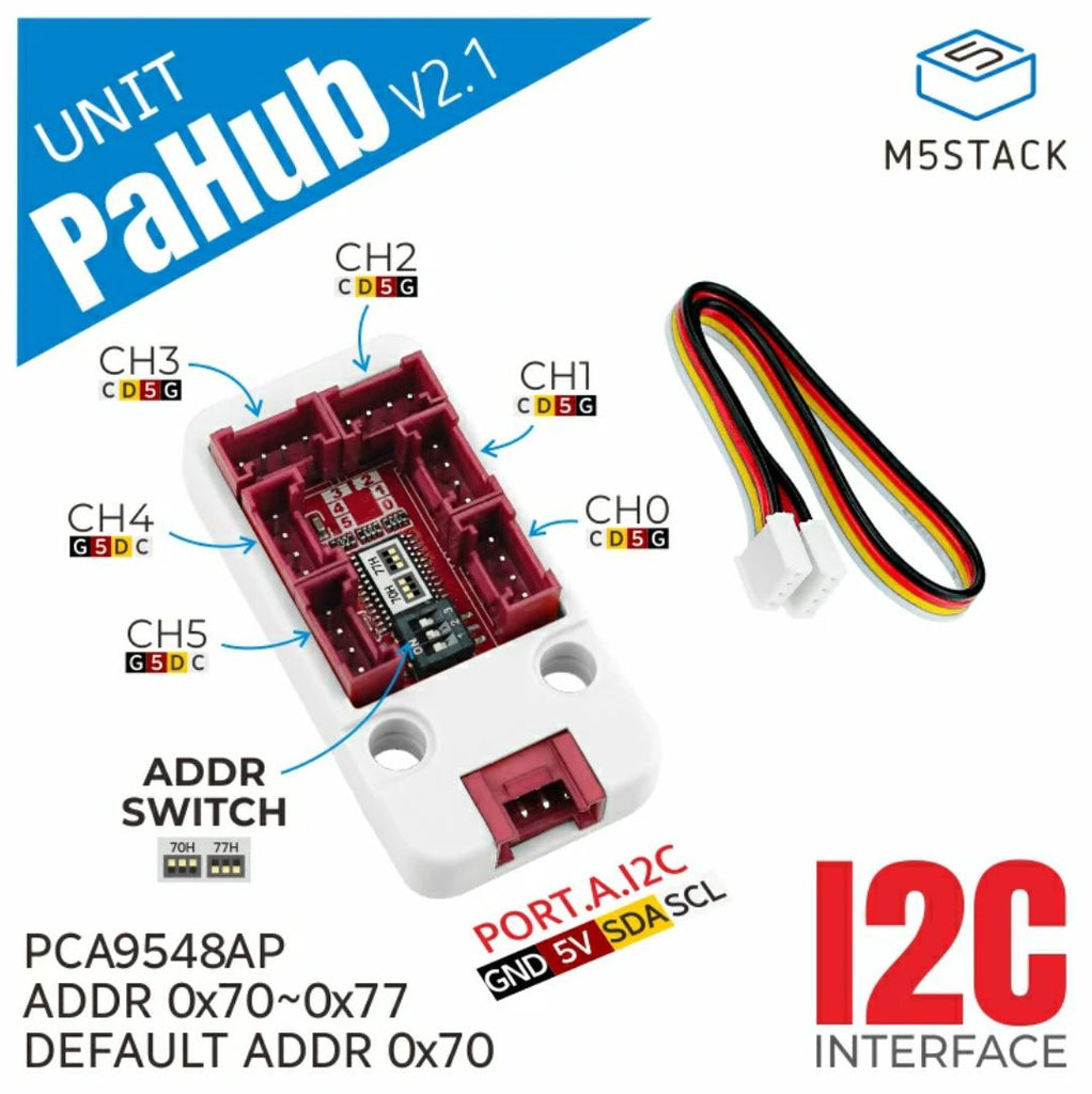 M5Stack用Port A I2C拡張ハブユニット v2.1（DIPスイッチ搭載