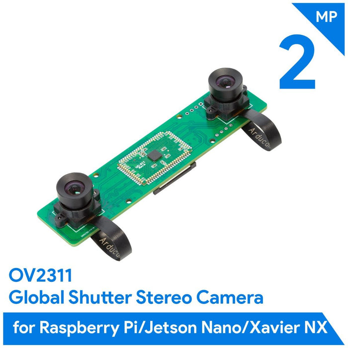 Arducam OV2311搭載 Raspberry Pi/Jetson Nano/NX用 モノクロデュアルカメラアレイボード（2MP x 2）