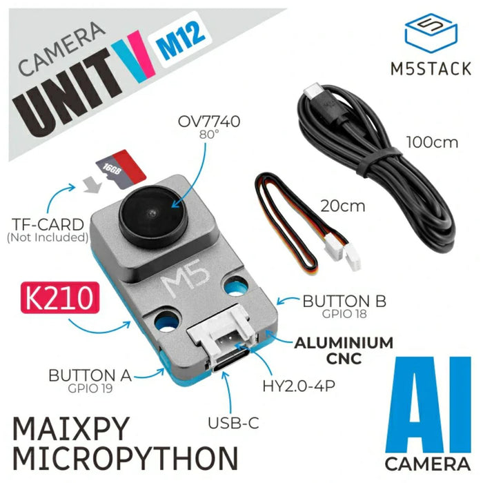 UnitV AI Camera（OV7740、M12レンズ版）