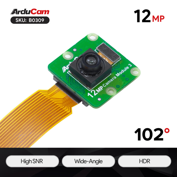 Arducam IMX708搭載 Raspberry Pi用 固定焦点カメラモジュール（広角）