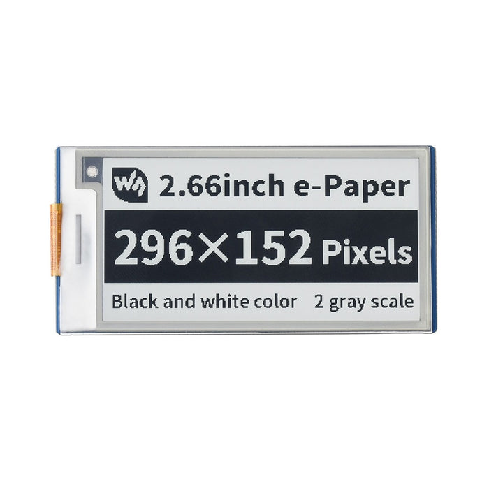 Raspberry Pi Pico用 2.66インチ e-Paper ディスプレイ（白黒）296×152