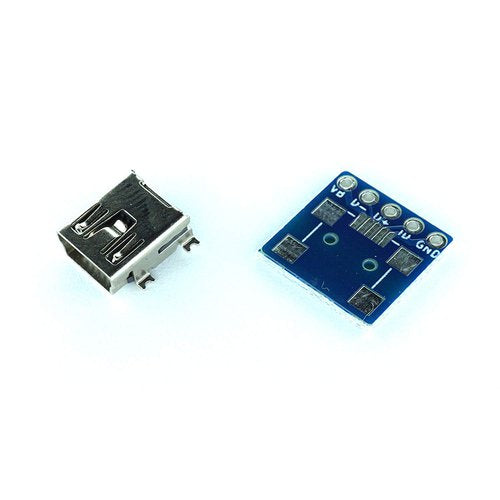 USB mini B ピッチ変換基板 コンパクト（2組セット）
