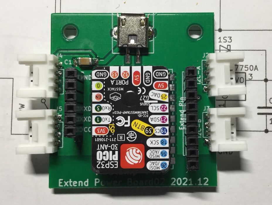 M5Stamp Pico用拡張SLIM基板（USB電源用）