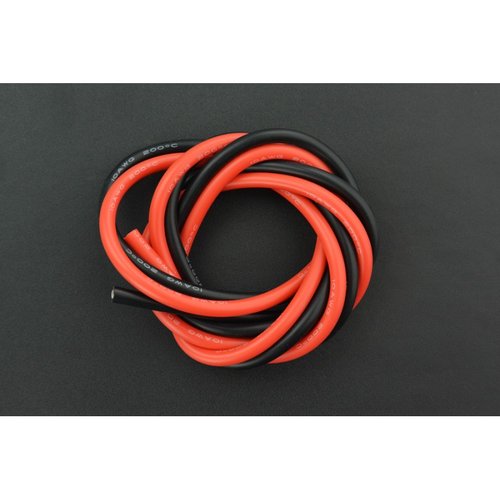 《お取り寄せ商品》High Temperature Resistant Silicone Wire (10AWG 6mm2 1m Red &amp; Black)
