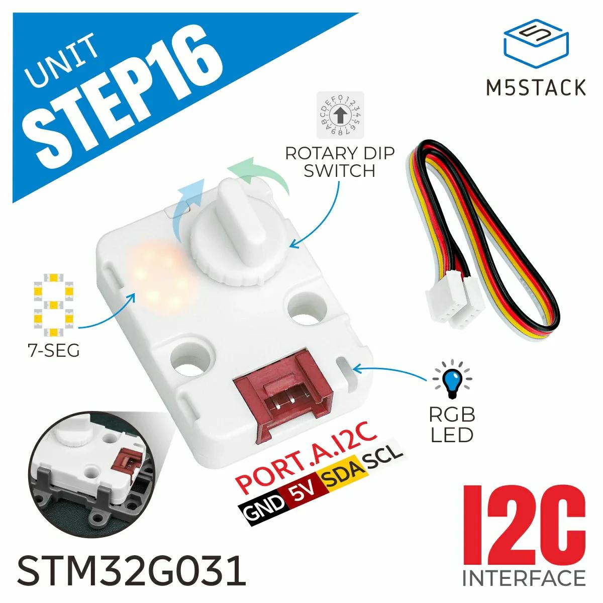 M5Stack用 Step16 ロータリーエンコーダユニット（GSMR-16搭載