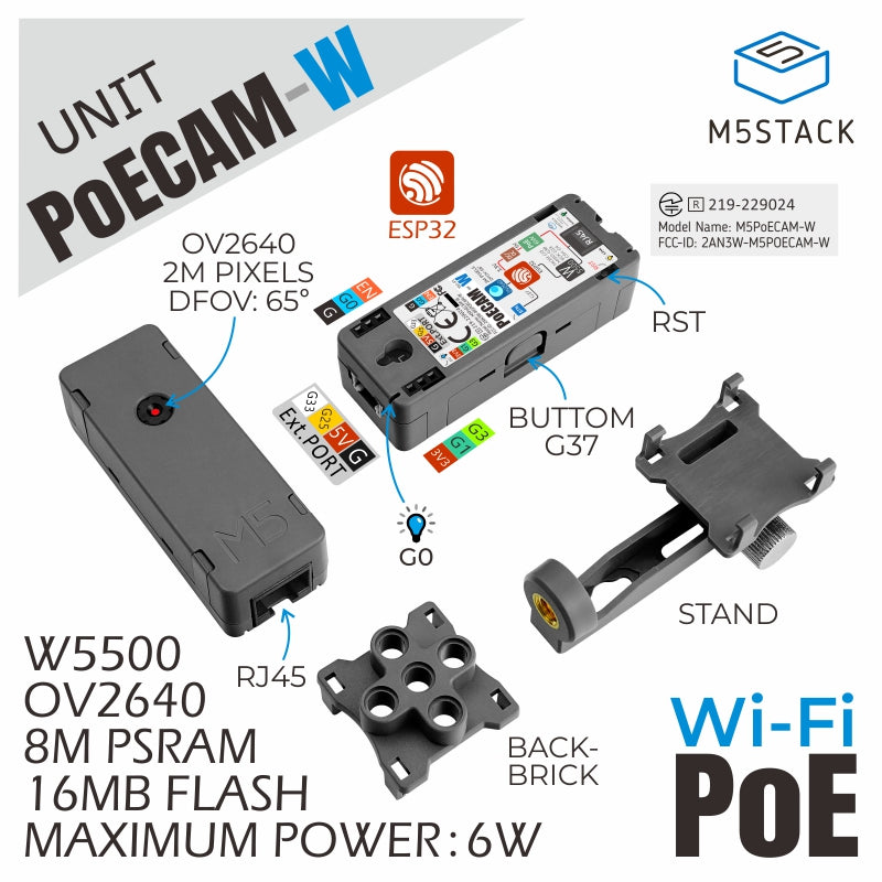 M5Stack PoEカメラ Wi-Fi付き（OV2640）--在庫限り — スイッチサイエンス
