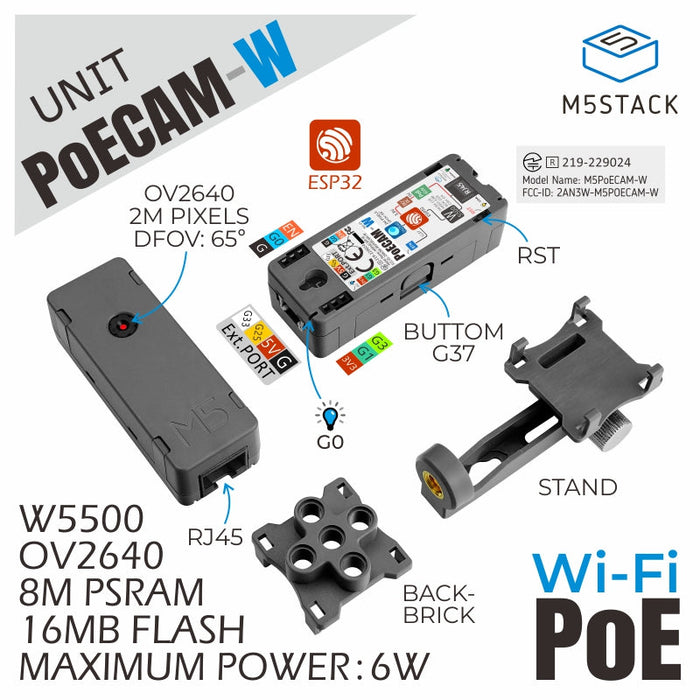 M5Stack PoEカメラ Wi-Fi付き（OV2640）