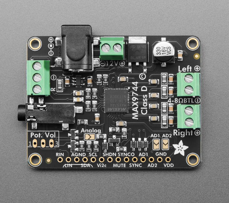 Adafruit MAX9744搭載 20WステレオD級アンプモジュール — スイッチ Adafruit MAX9744搭載 20WステレオD級アンプモジュール — スイッチ