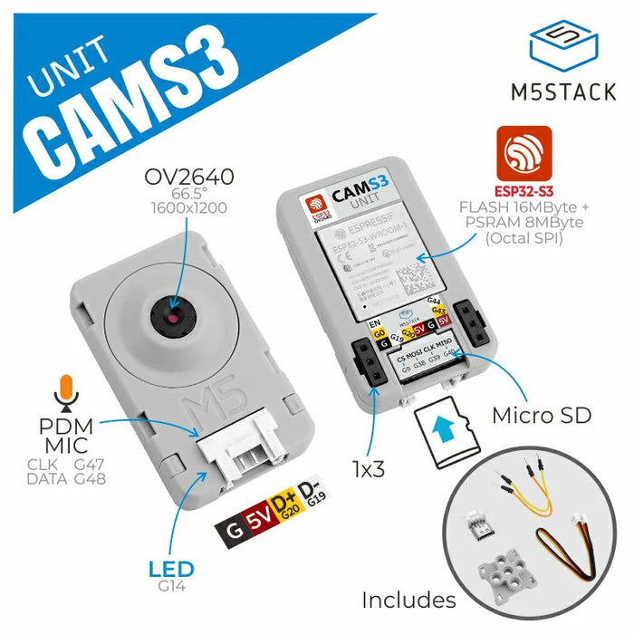 M5Stack用CamS3 Wi-Fiカメラユニット (OV2640)