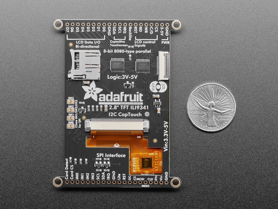 静電容量式 2.8インチ TFT タッチLCD ブレークアウトボード（microSDカードスロット付き）