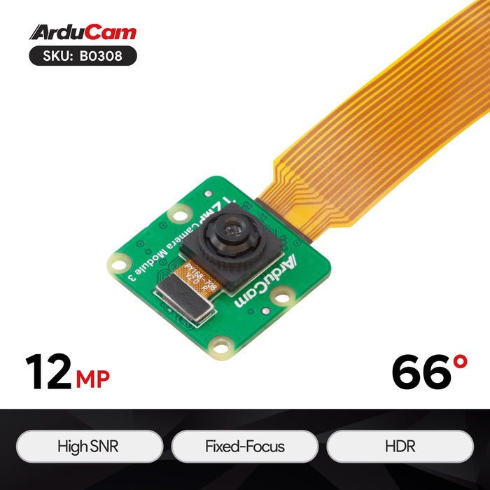 Arducam IMX708搭載 Raspberry Pi用 固定焦点カメラモジュール（標準）