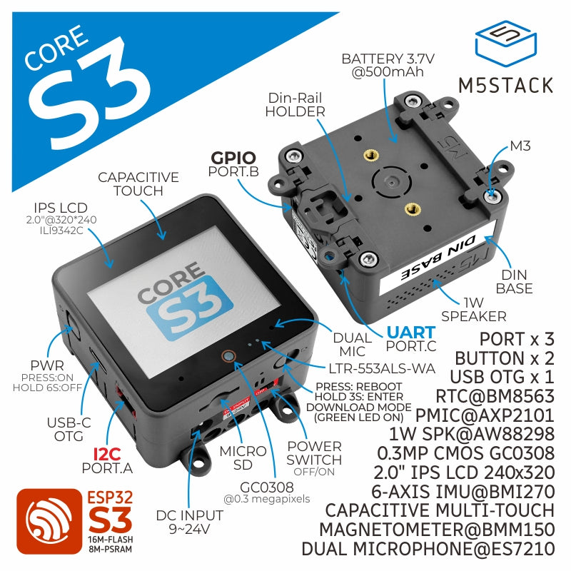 M5Stack CoreS3 ESP32S3 IoT M5stack cores3 esp32s3 iot