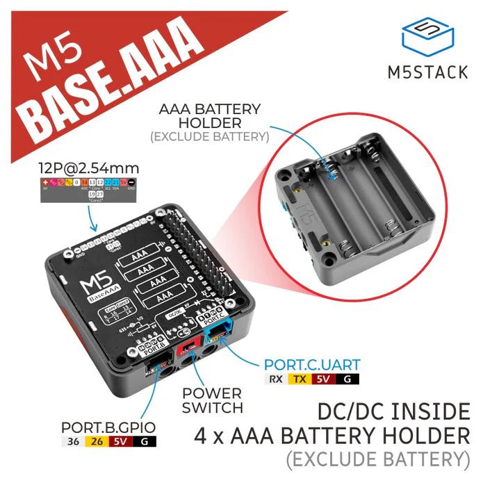 M5 Base AAA 単4電池ホルダー