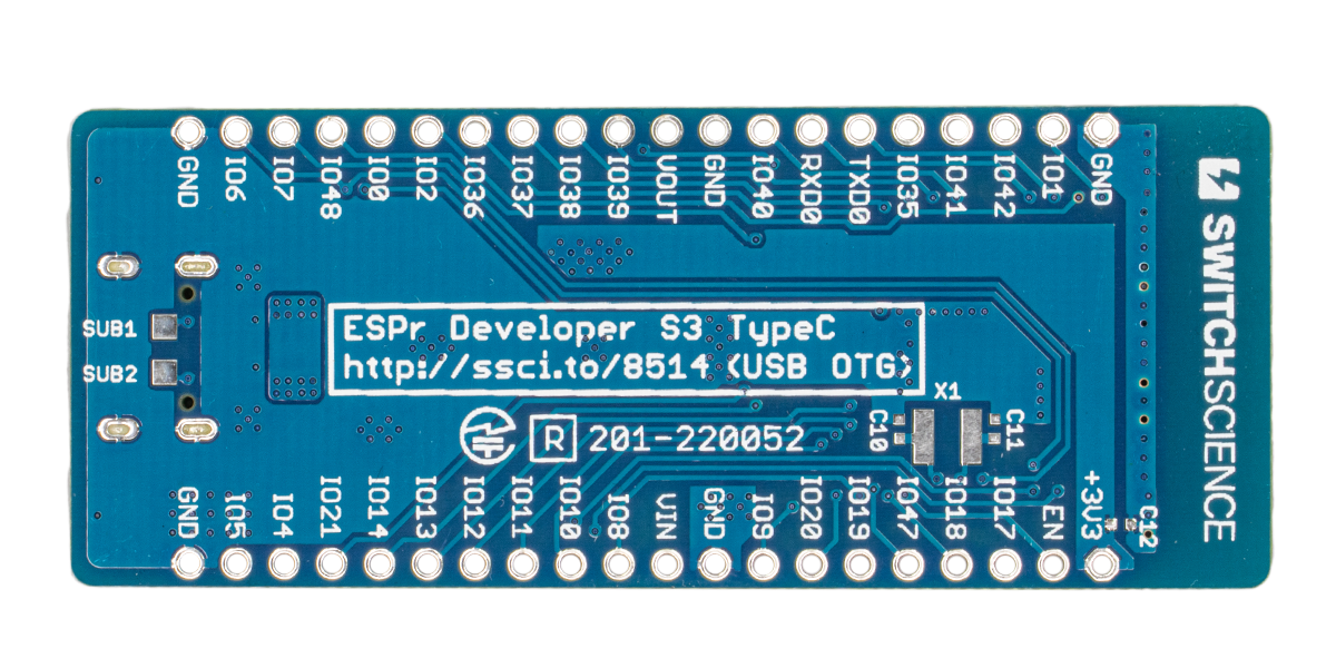 ESPr® Developer S3 Type-C (USBシリアル変換ICなし)