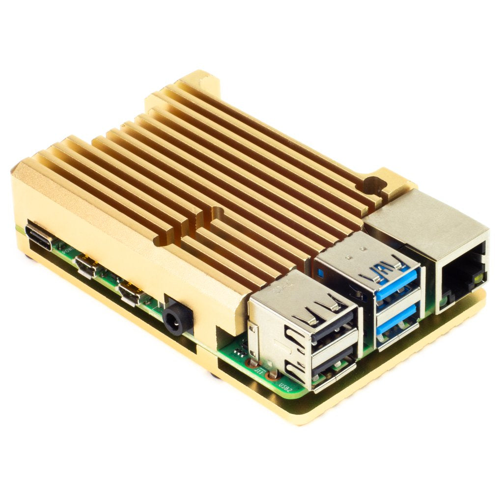 Raspberry Pi 4用アルミヒートシンクケース（ゴールド）--販売終了