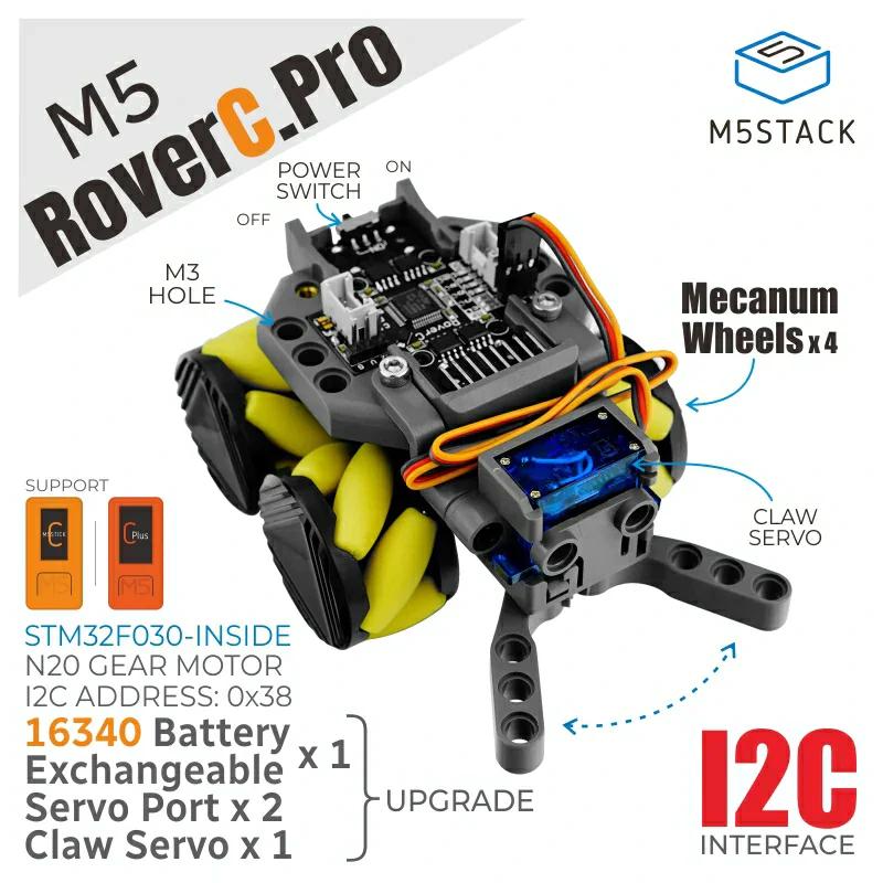 Rover C Pro メカナムホイールロボット RoverC Pro (w/o M5StickC) — スイッチサイエンス