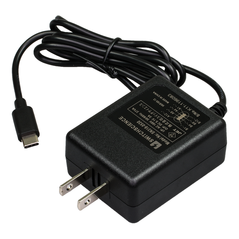 ラズパイ4に最適なACアダプター 5.1V/3.0A USB Type-Cコネクタ出力